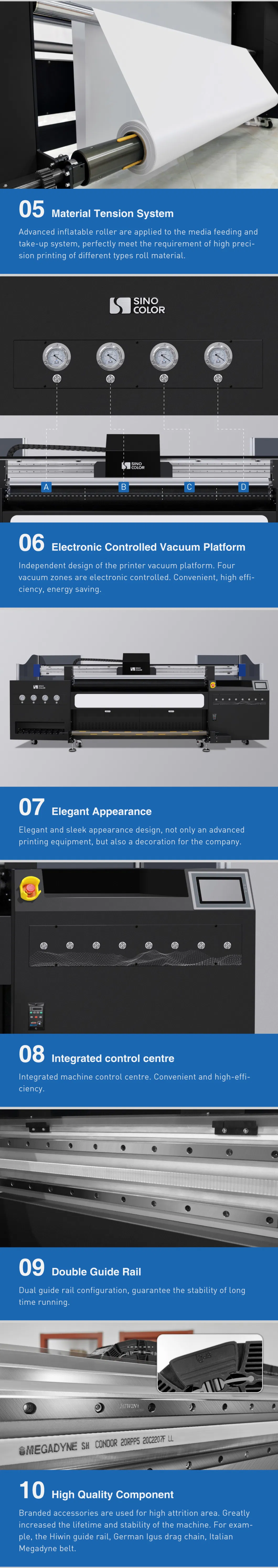 UV Flatbed Roll Inkjet Printer Hybrid Sinocolor 2m