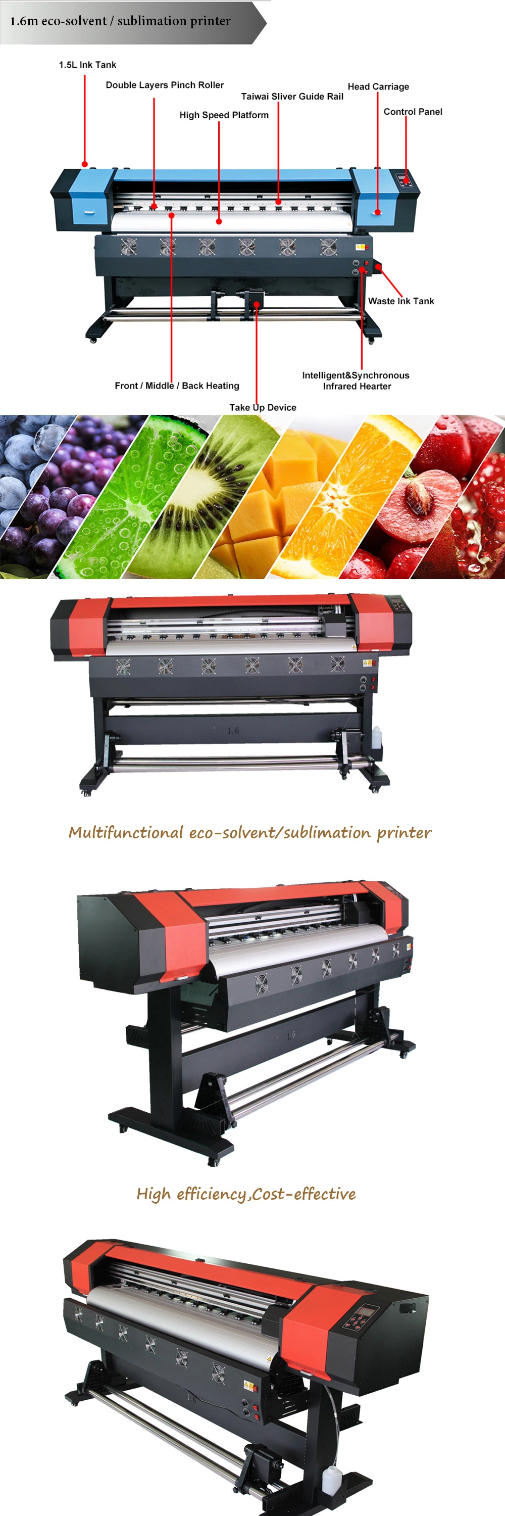 1.6m/1.8m Eco-Solvent/Sublimation Printer for Sale with Epson Heads Large Format Printing