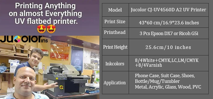 Jucolor 4060 UV Flatbed Printer with Tx800 Dx7 G5I for Canvas Glass