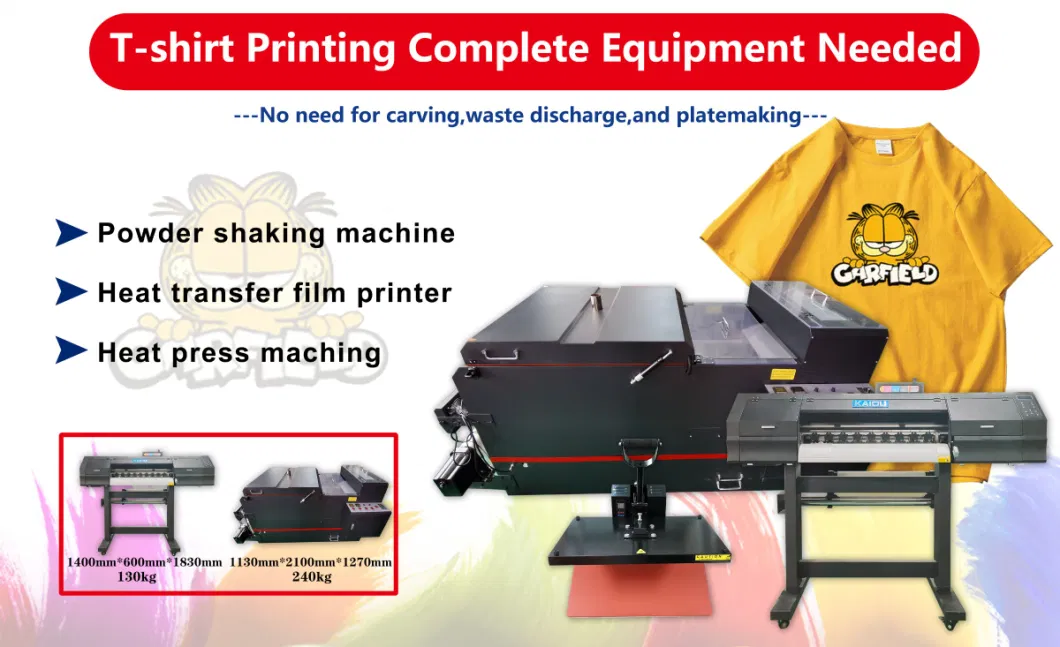Kaiou High Quality 60cm Dtf Printer 2 PCS I3200/4720 Printhead with Powder Shaking Machine Printing Garment
