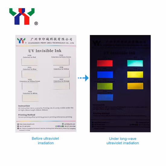 Excellent Quality Security Ink Offset UV Invisible for Security Paper, Colorless to Red Show Color Under The UV Lamp, 1kg/Can