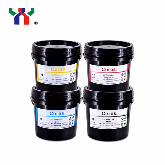 High Quality Ceres Strong Adhesive Force UV/LED Flexo Printing Ink for Paper and Label Printing (PP, PET materials) , Color Magenta