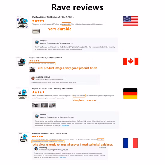 Erasmart Small Desktop Digital Fabric Textile Garment A3 Dtf Printer Pet Film Heat Transfer Press Inkjet Tshirt T